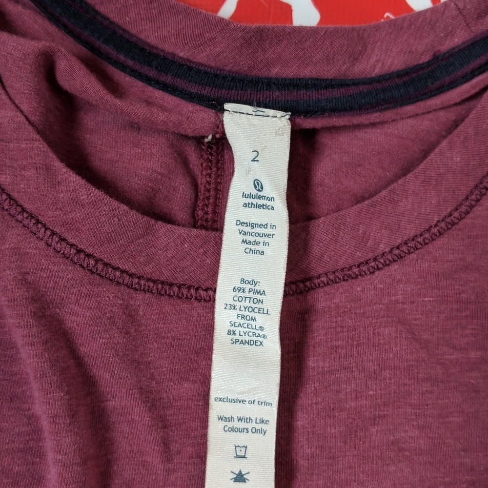 Lululemon long sleeve Karma Maroon Sz 2